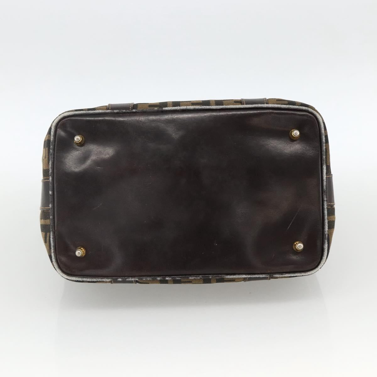 FENDI Zucca Canvas Hand Bag Black Brown Auth 172665