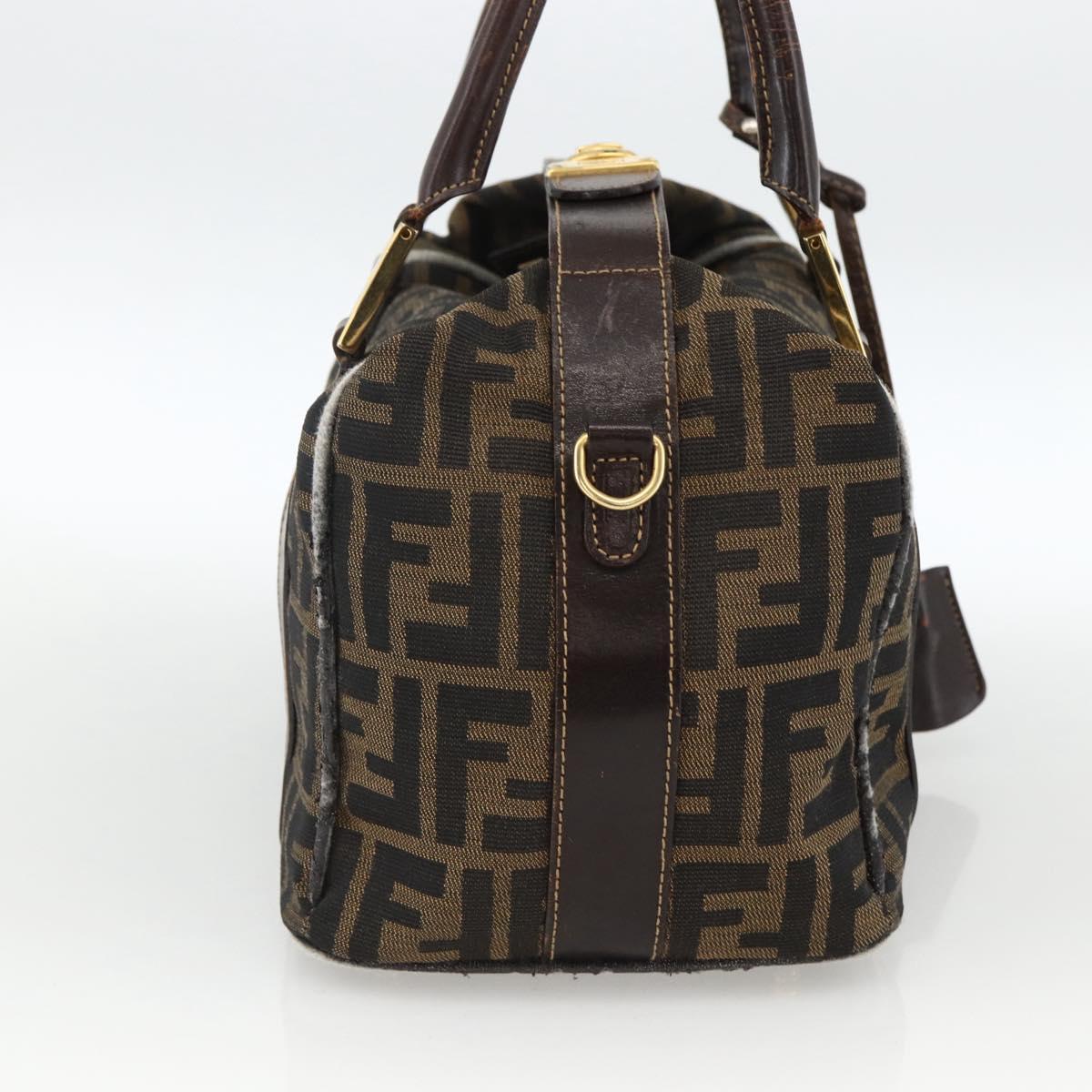 FENDI Zucca Canvas Hand Bag Black Brown Auth 172665