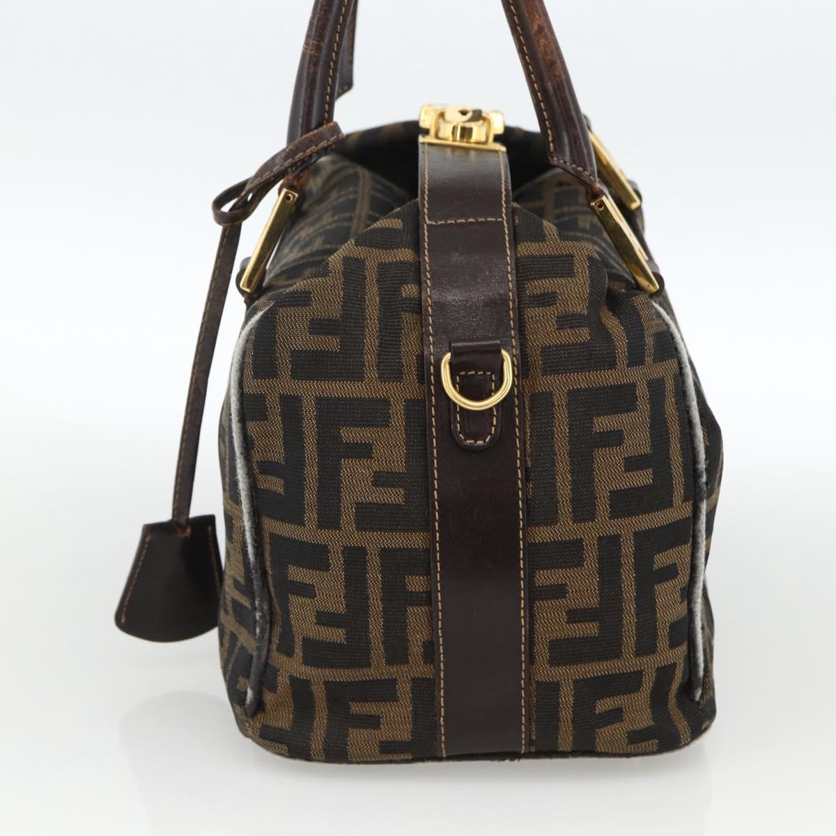 FENDI Zucca Canvas Hand Bag Black Brown Auth 172665