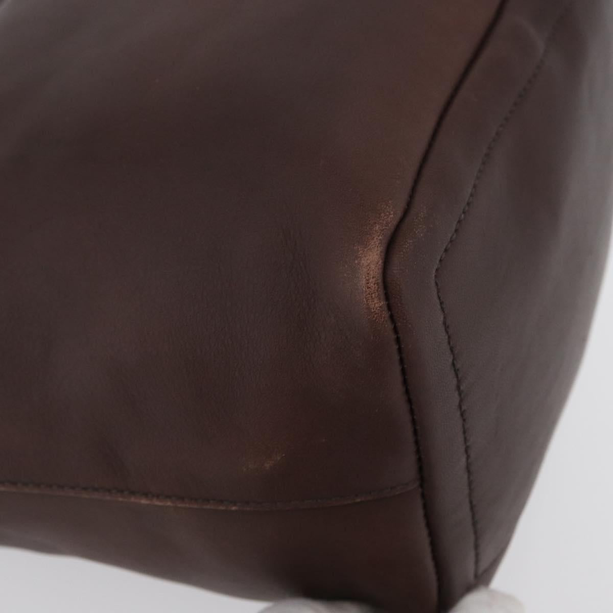 Coach Shoulder Bag Leather Brown Gold Auth 172666