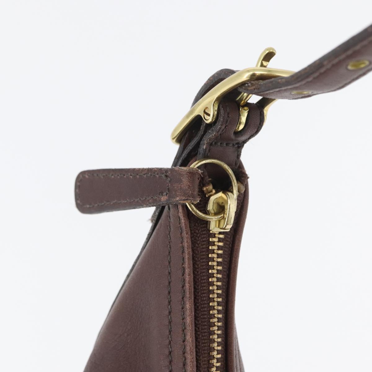 Coach Shoulder Bag Leather Brown Gold Auth 172666