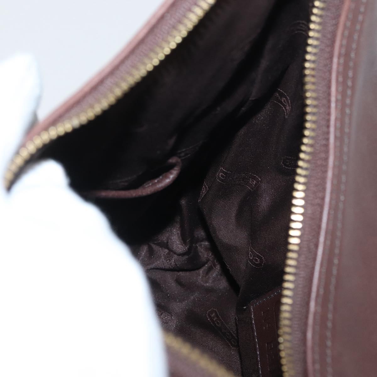Coach Shoulder Bag Leather Brown Gold Auth 172666
