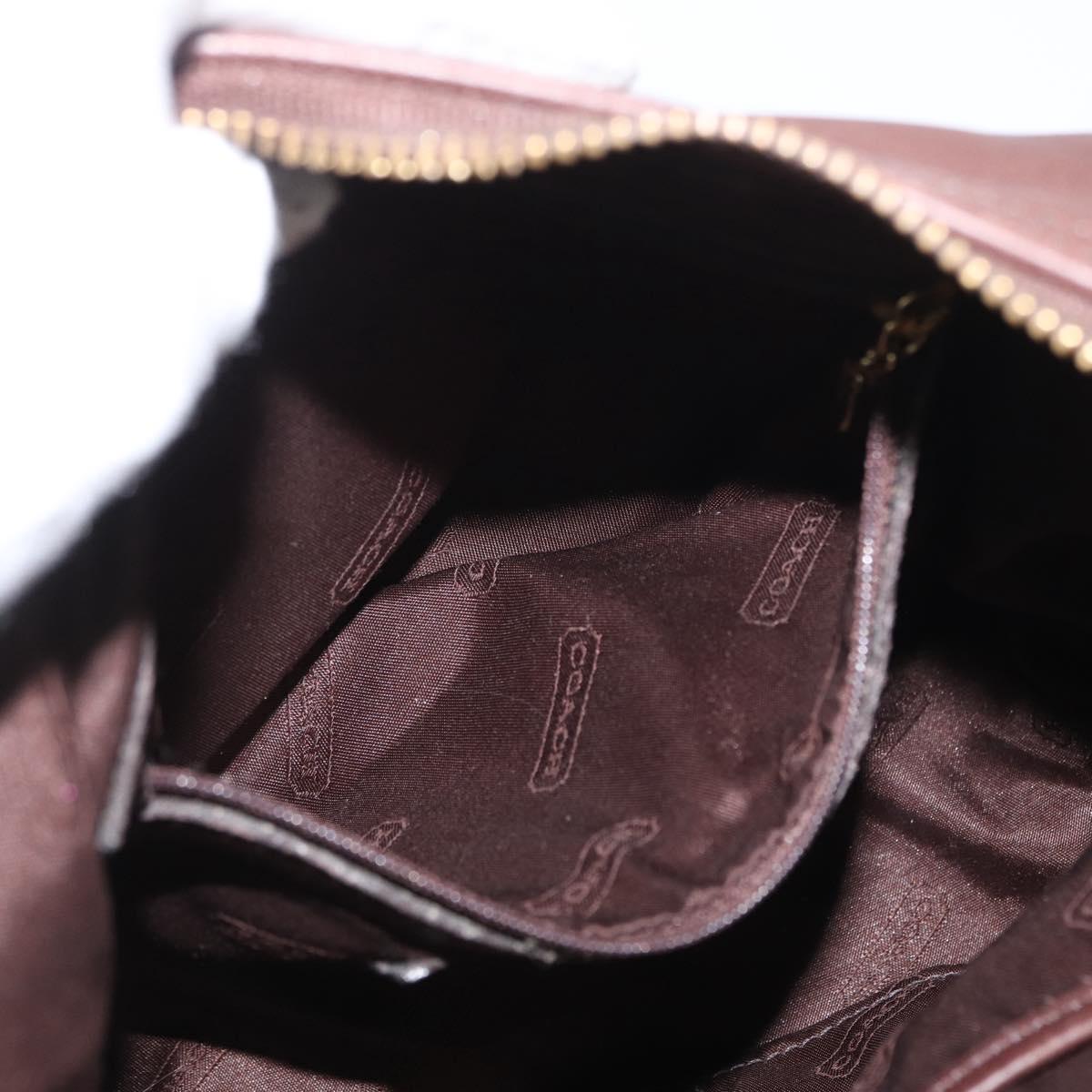 Coach Shoulder Bag Leather Brown Gold Auth 172666