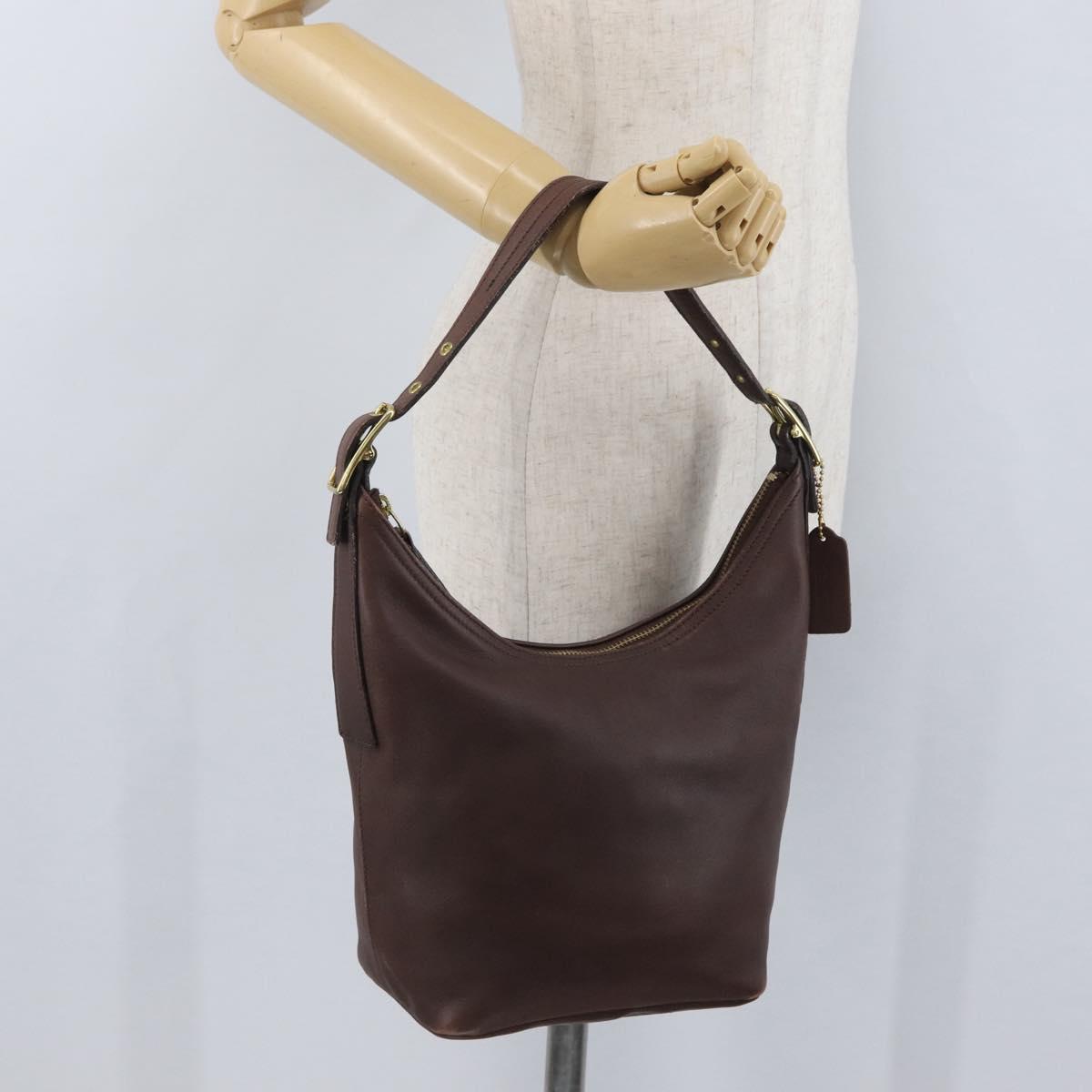Coach Shoulder Bag Leather Brown Gold Auth 172666