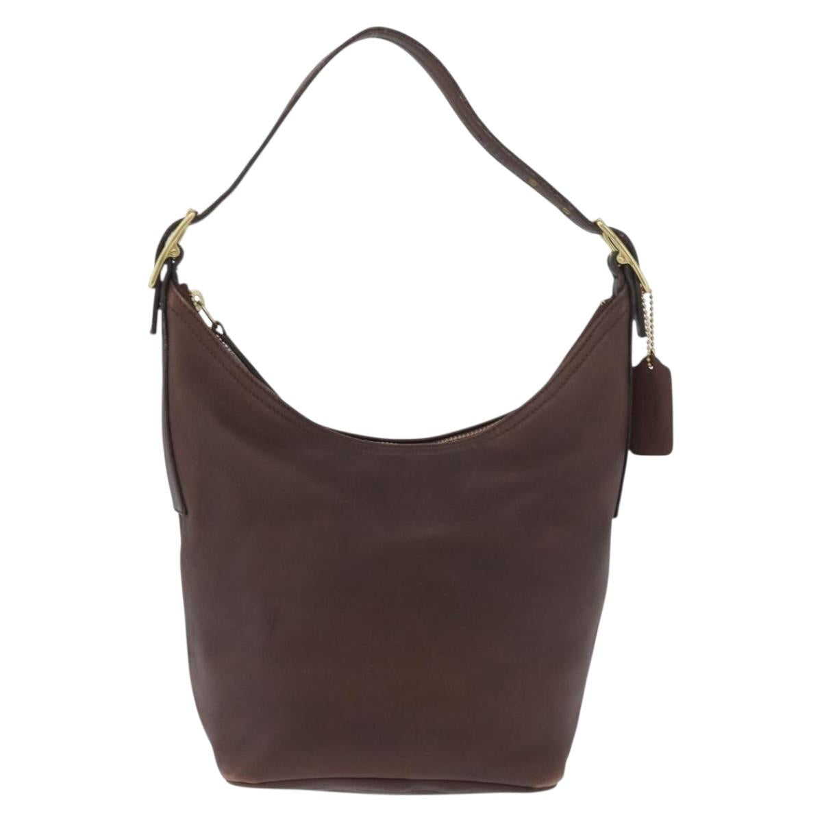 Coach Shoulder Bag Leather Brown Gold Auth 172666