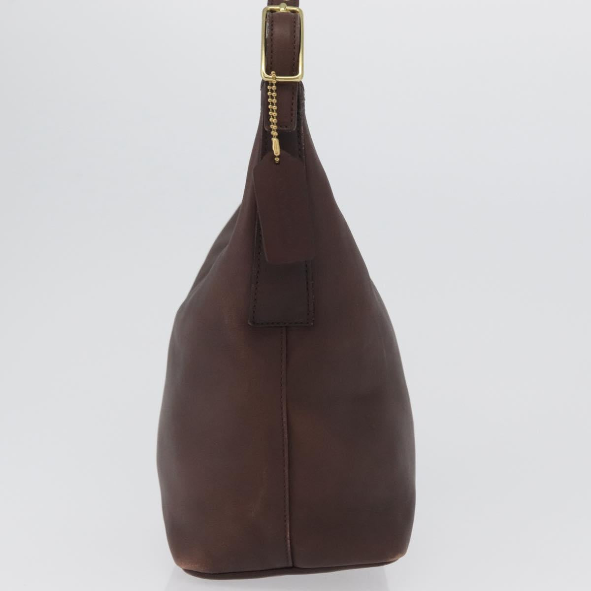 Coach Shoulder Bag Leather Brown Gold Auth 172666