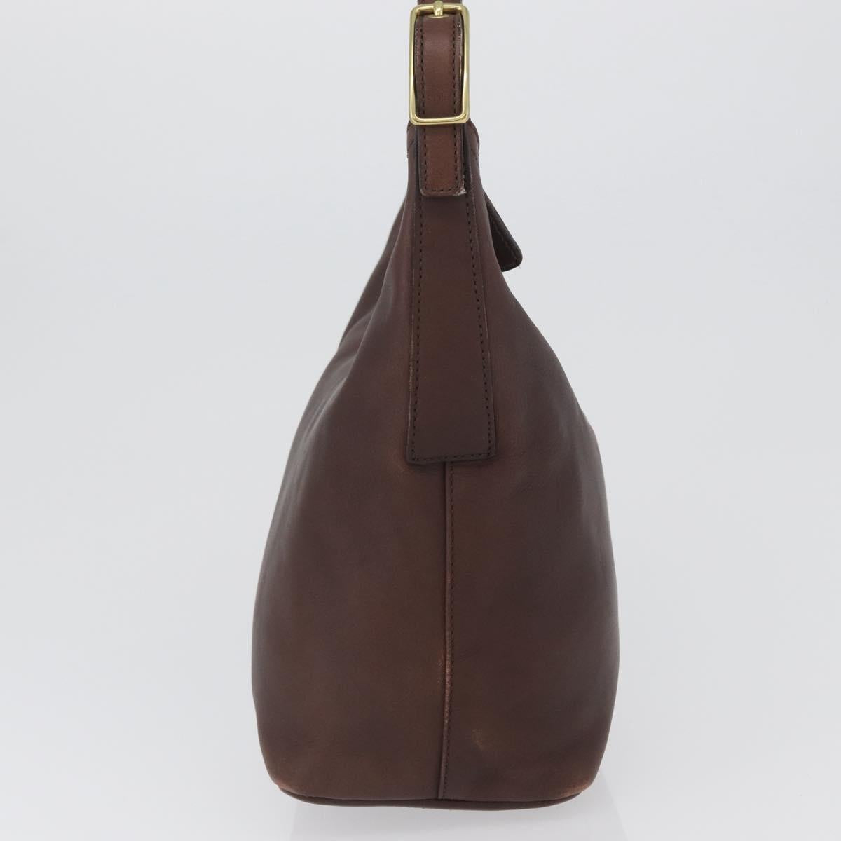 Coach Shoulder Bag Leather Brown Gold Auth 172666