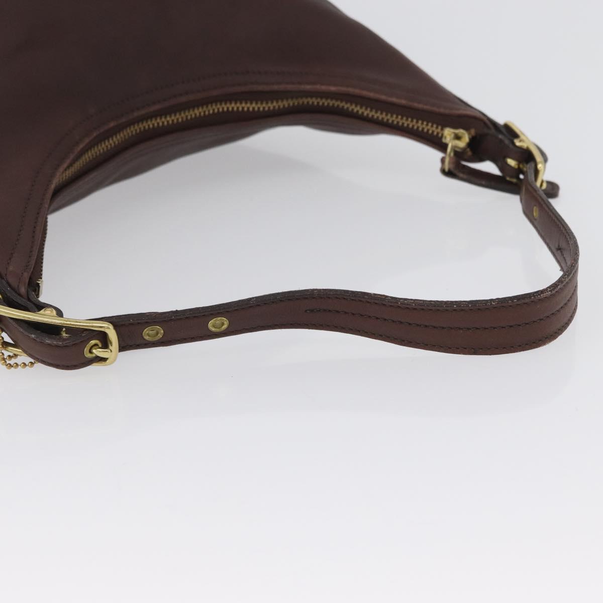 Coach Shoulder Bag Leather Brown Gold Auth 172666