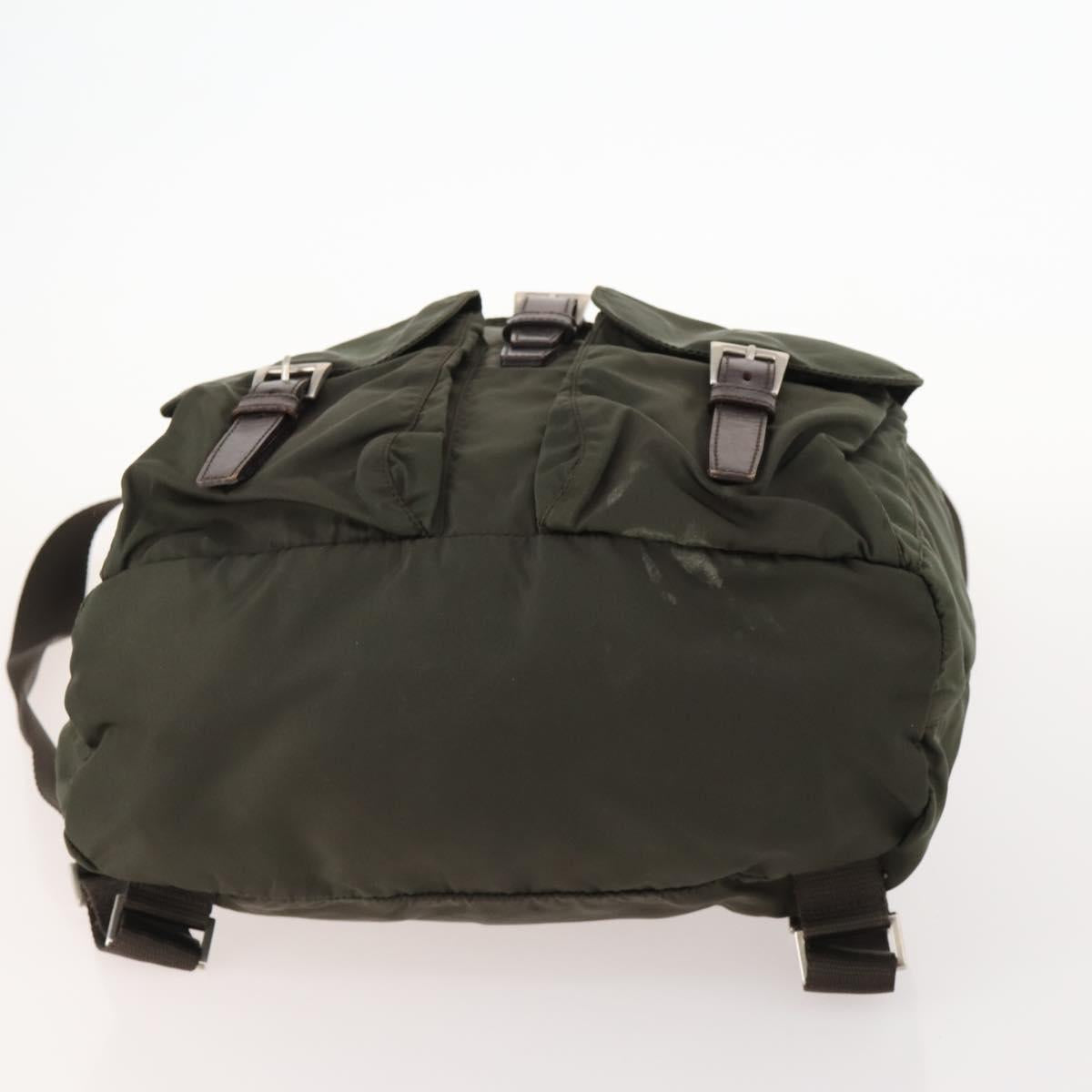 PRADA Backpack Nylon Khaki Silver Auth 172669