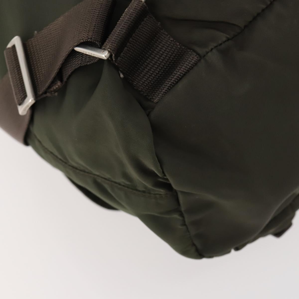 PRADA Backpack Nylon Khaki Silver Auth 172669