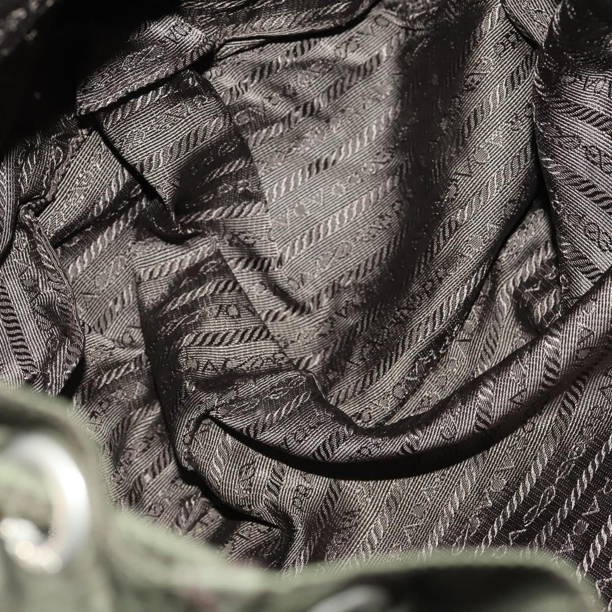 PRADA Backpack Nylon Khaki Silver Auth 172669