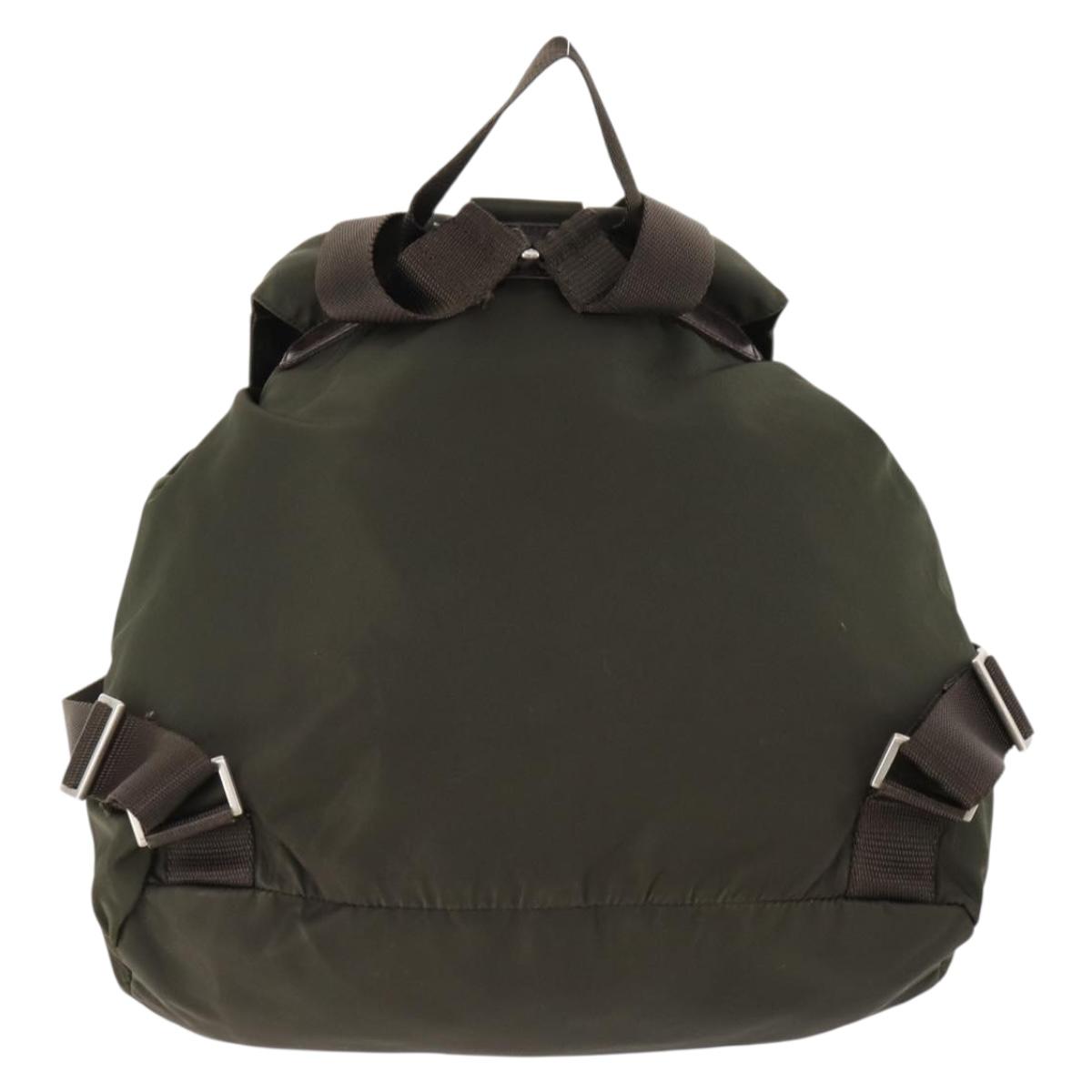 PRADA Backpack Nylon Khaki Silver Auth 172669