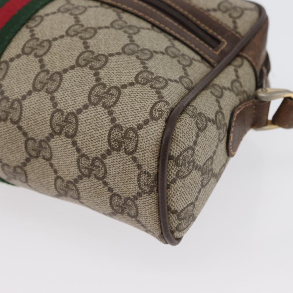 GUCCI GG Supreme Web Sherry Line Bag PVC Beige Gold 001 3654 5 Auth 172680