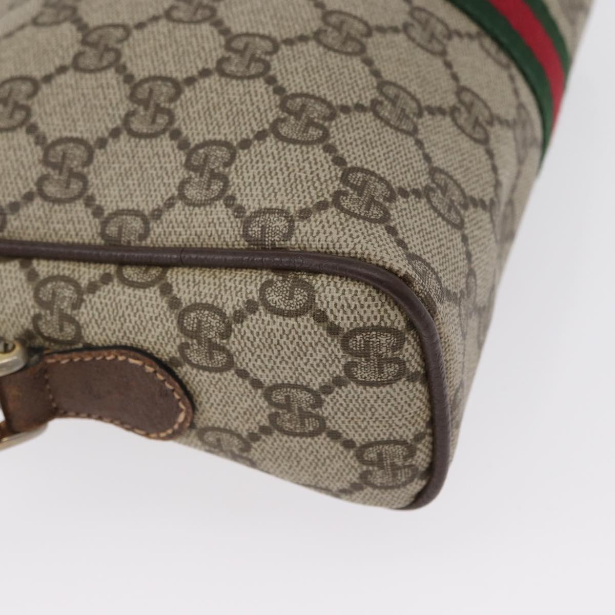 GUCCI GG Supreme Web Sherry Line Bag PVC Beige Gold 001 3654 5 Auth 172680