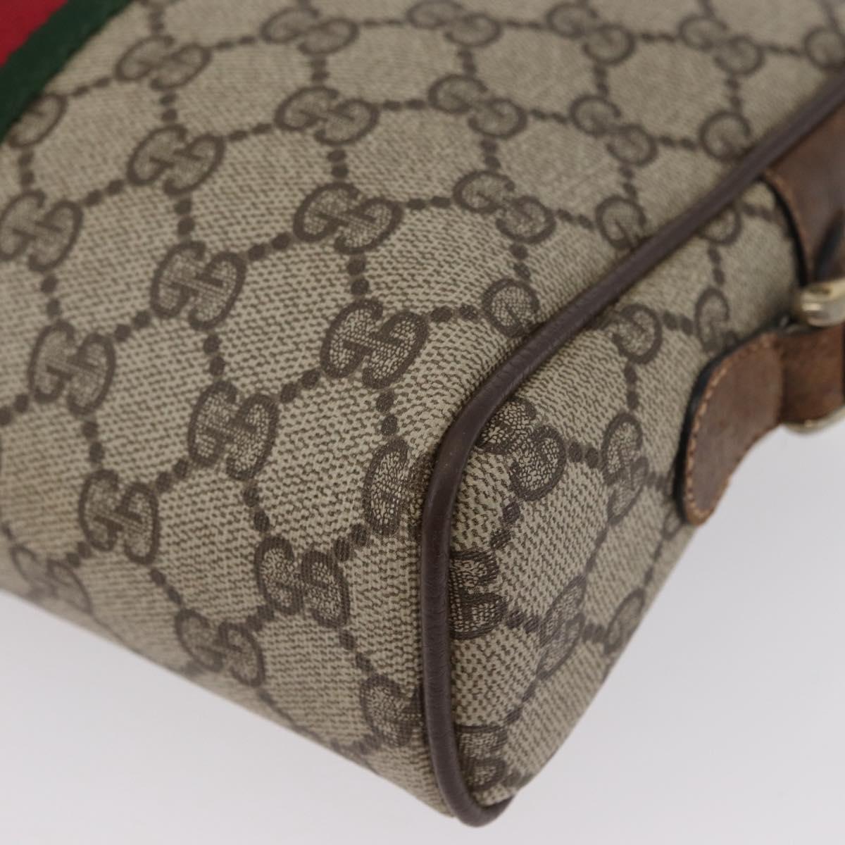GUCCI GG Supreme Web Sherry Line Bag PVC Beige Gold 001 3654 5 Auth 172680