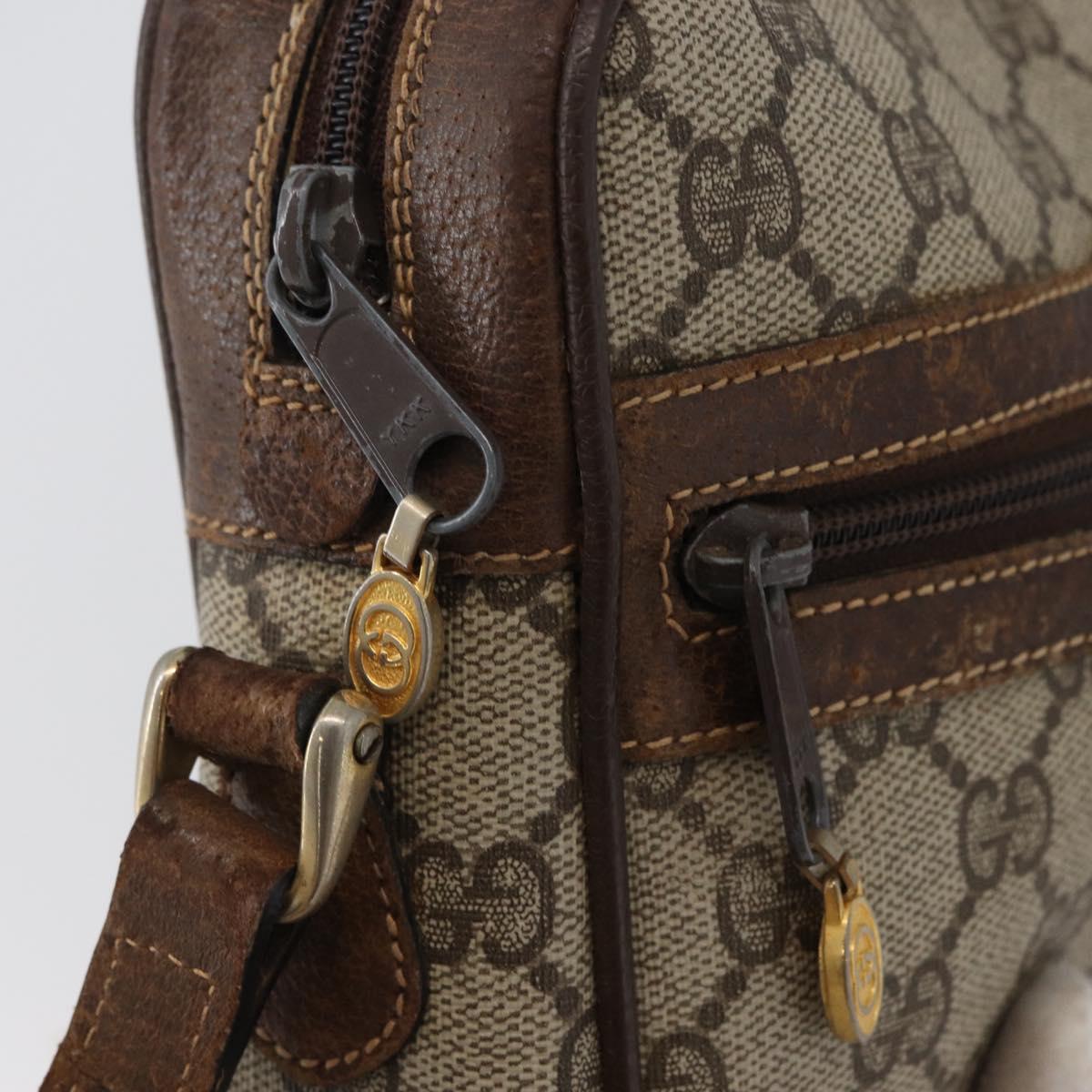 GUCCI GG Supreme Web Sherry Line Bag PVC Beige Gold 001 3654 5 Auth 172680