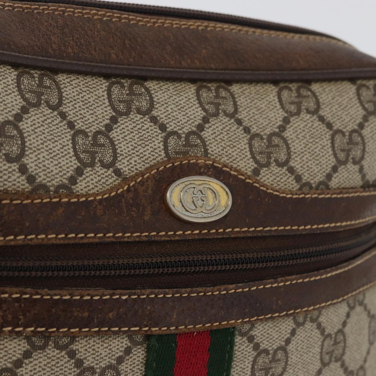 GUCCI GG Supreme Web Sherry Line Bag PVC Beige Gold 001 3654 5 Auth 172680