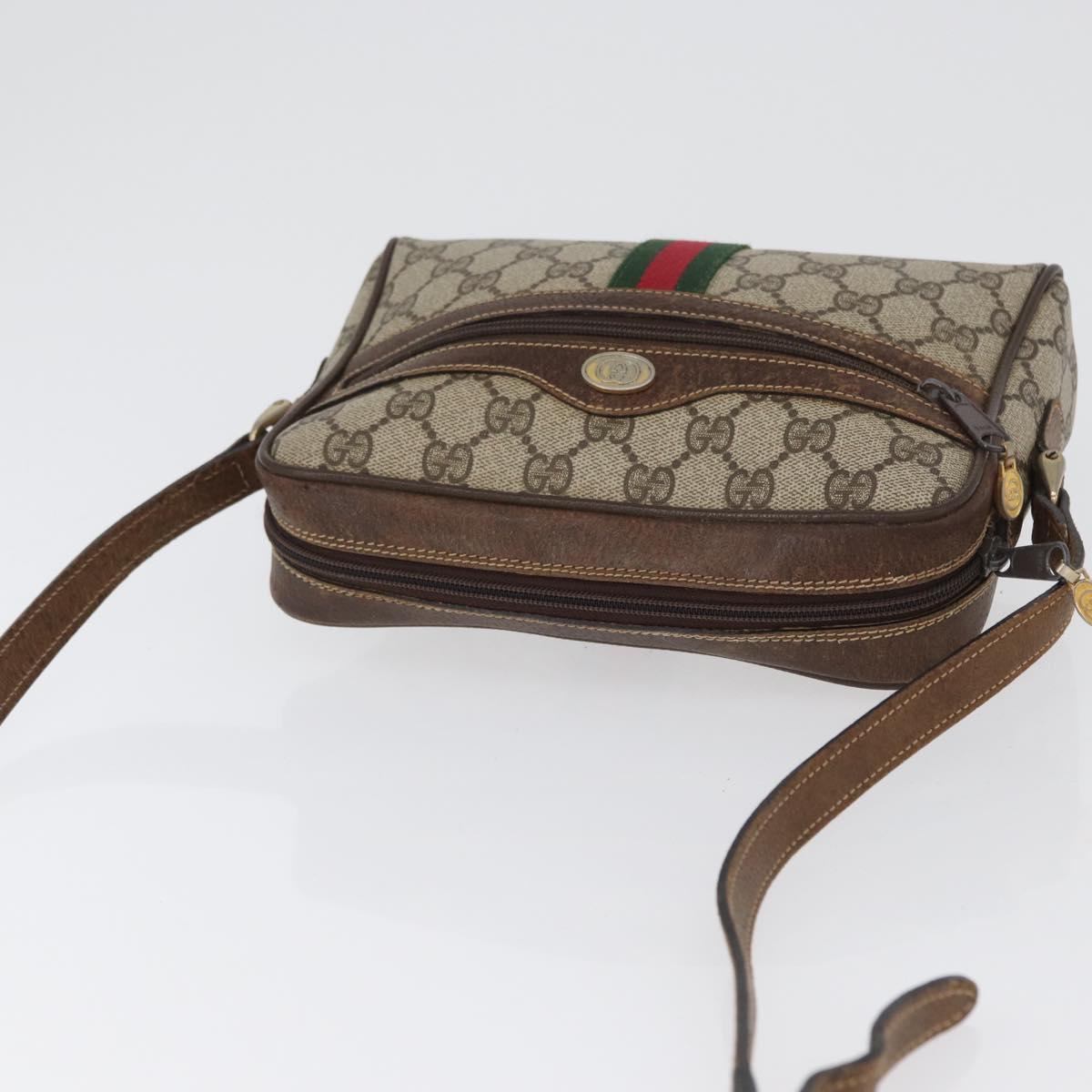 GUCCI GG Supreme Web Sherry Line Bag PVC Beige Gold 001 3654 5 Auth 172680