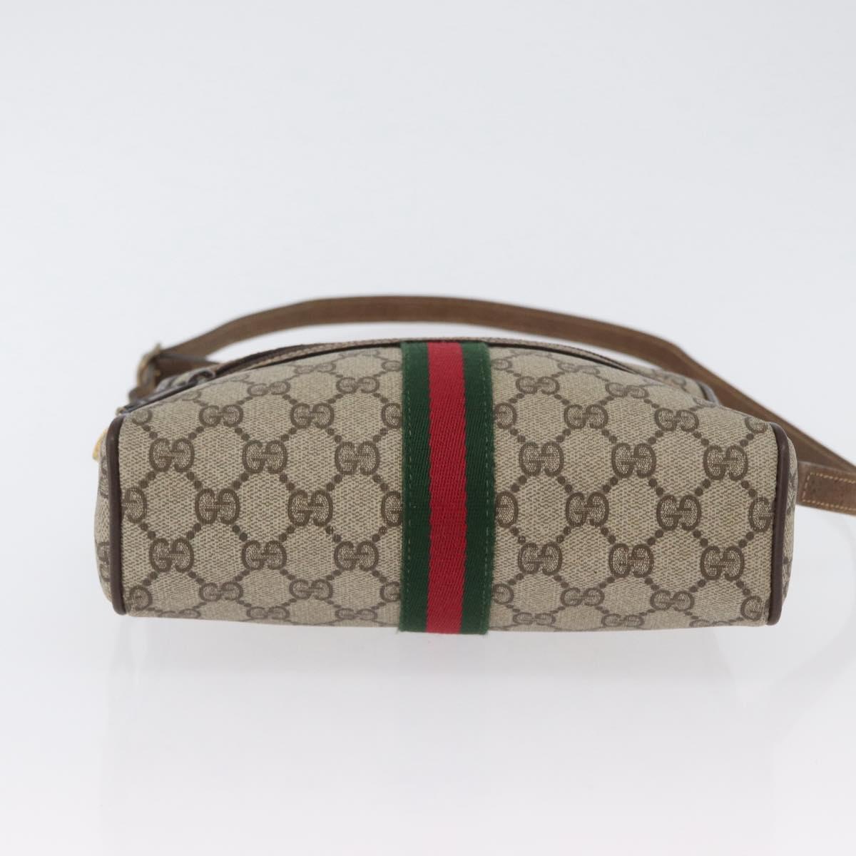 GUCCI GG Supreme Web Sherry Line Bag PVC Beige Gold 001 3654 5 Auth 172680