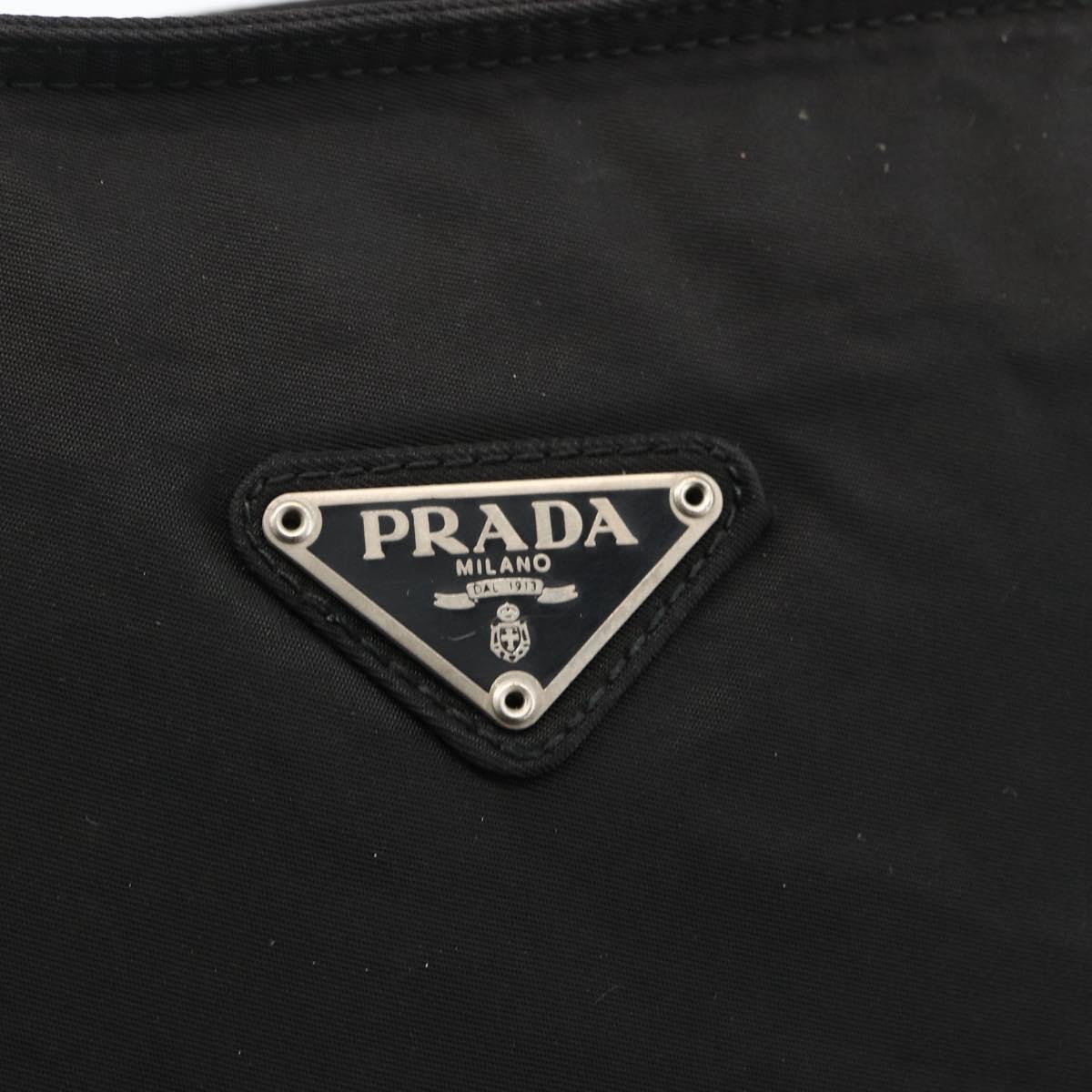 PRADA Shoulder Bag Nylon Black Silver Auth 172683