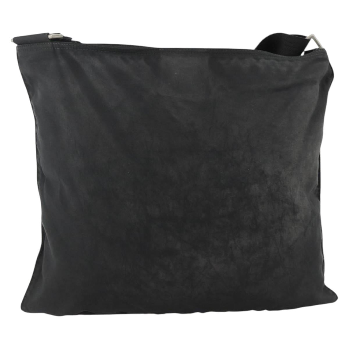 PRADA Shoulder Bag Nylon Black Silver Auth 172683