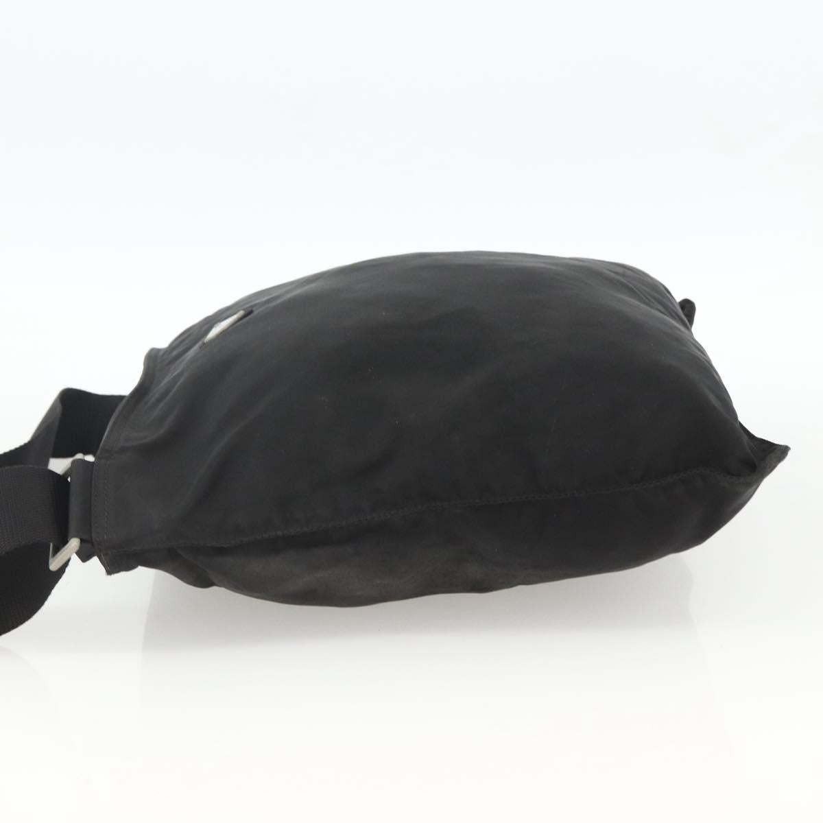 PRADA Shoulder Bag Nylon Black Silver Auth 172683