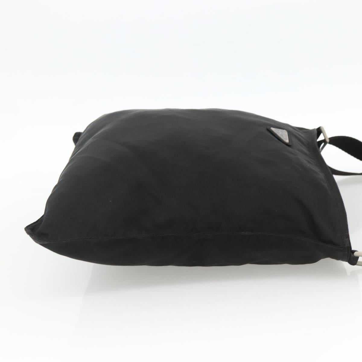 PRADA Shoulder Bag Nylon Black Silver Auth 172683