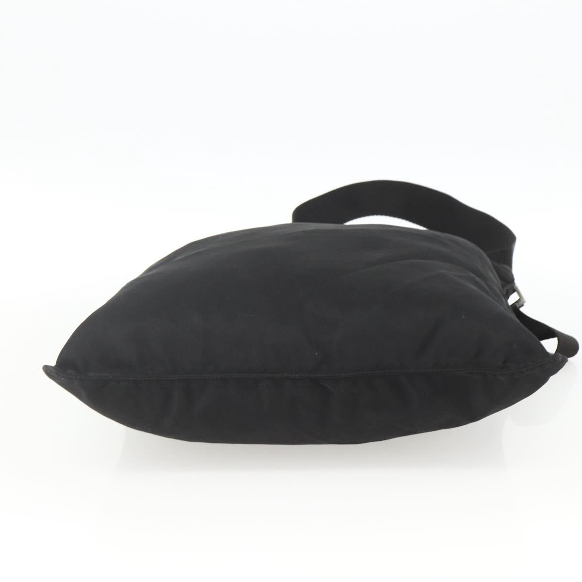 PRADA Shoulder Bag Nylon Black Silver Auth 172683