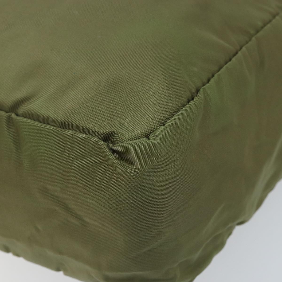 PRADA Tote Bag Nylon Green Silver Auth 172684