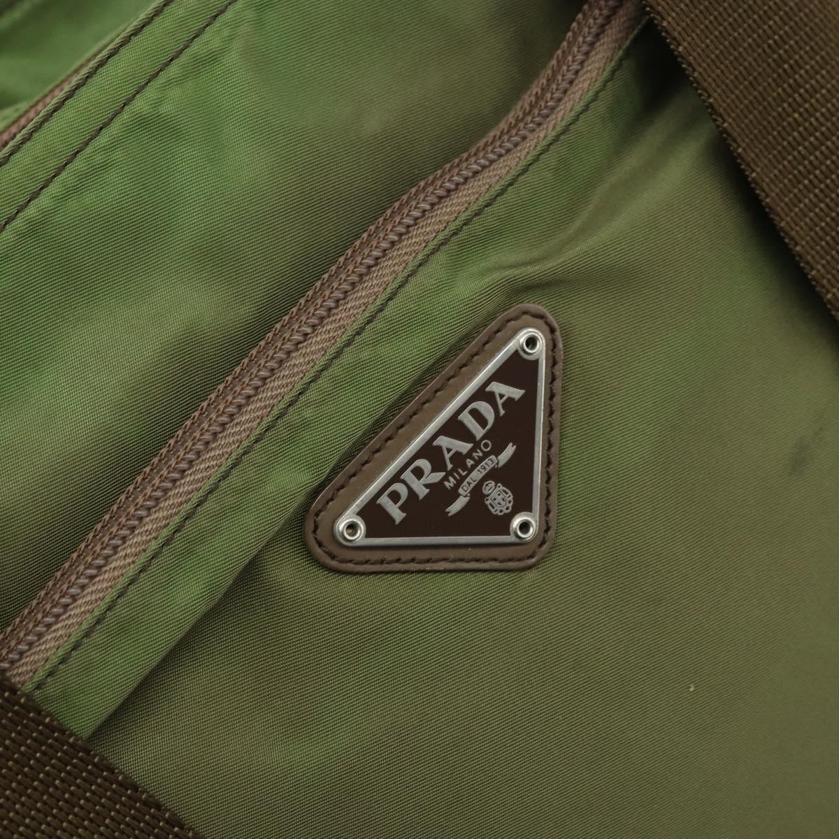 PRADA Tote Bag Nylon Green Silver Auth 172684