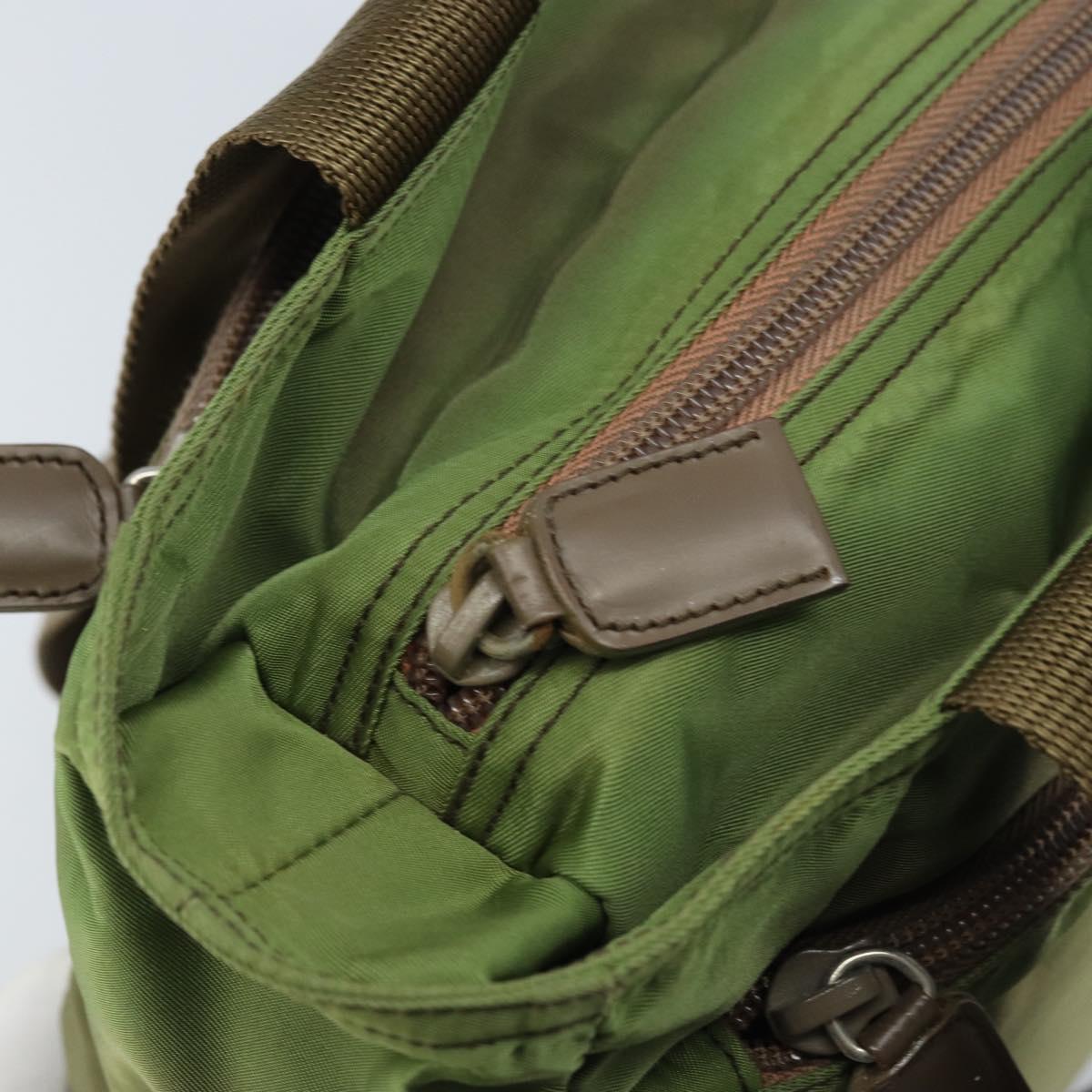 PRADA Tote Bag Nylon Green Silver Auth 172684