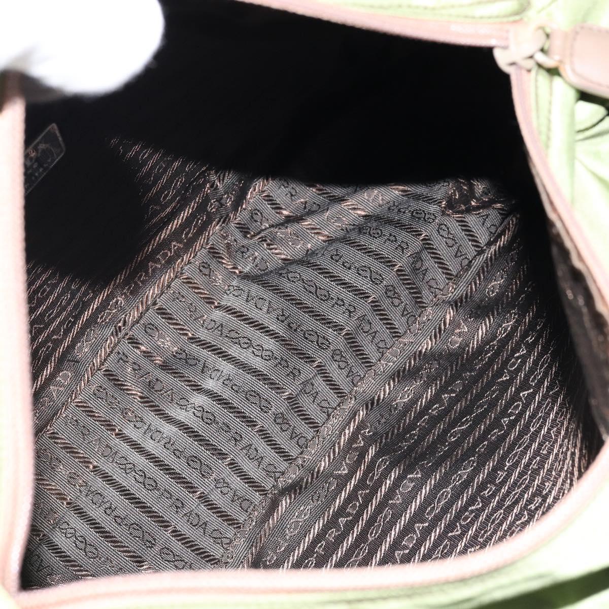 PRADA Tote Bag Nylon Green Silver Auth 172684