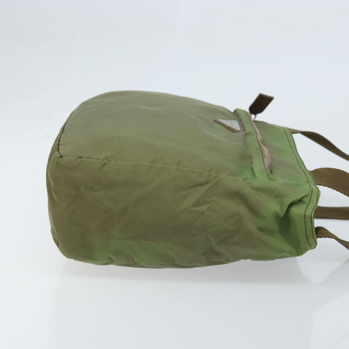 PRADA Tote Bag Nylon Green Silver Auth 172684