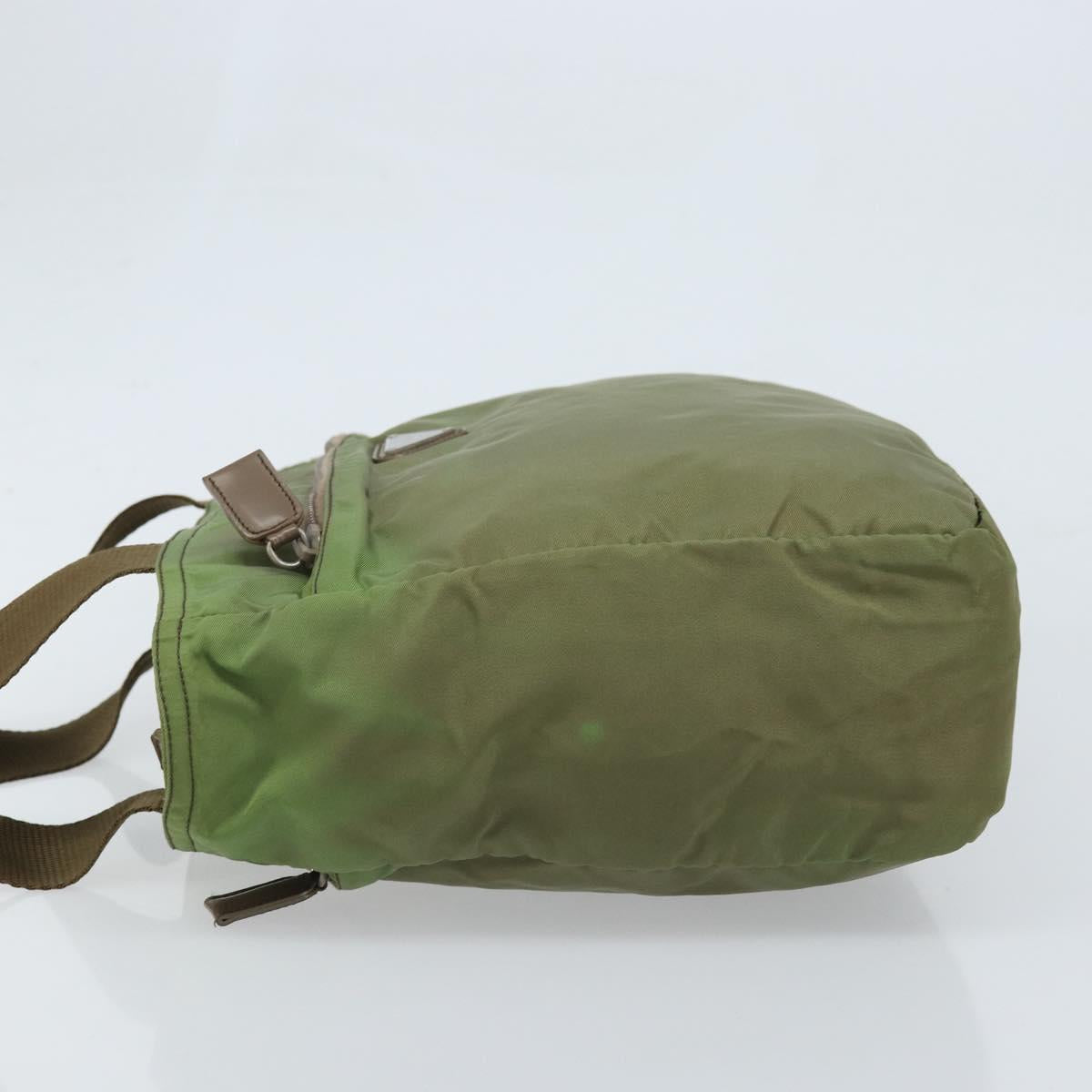 PRADA Tote Bag Nylon Green Silver Auth 172684