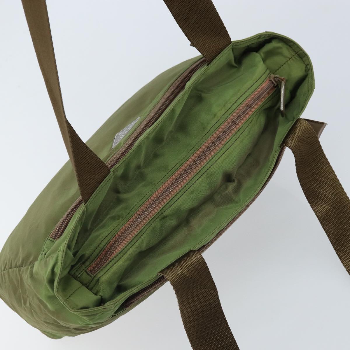 PRADA Tote Bag Nylon Green Silver Auth 172684