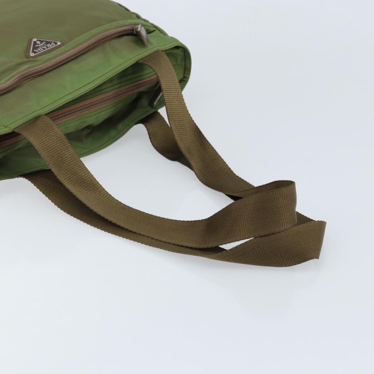 PRADA Tote Bag Nylon Green Silver Auth 172684