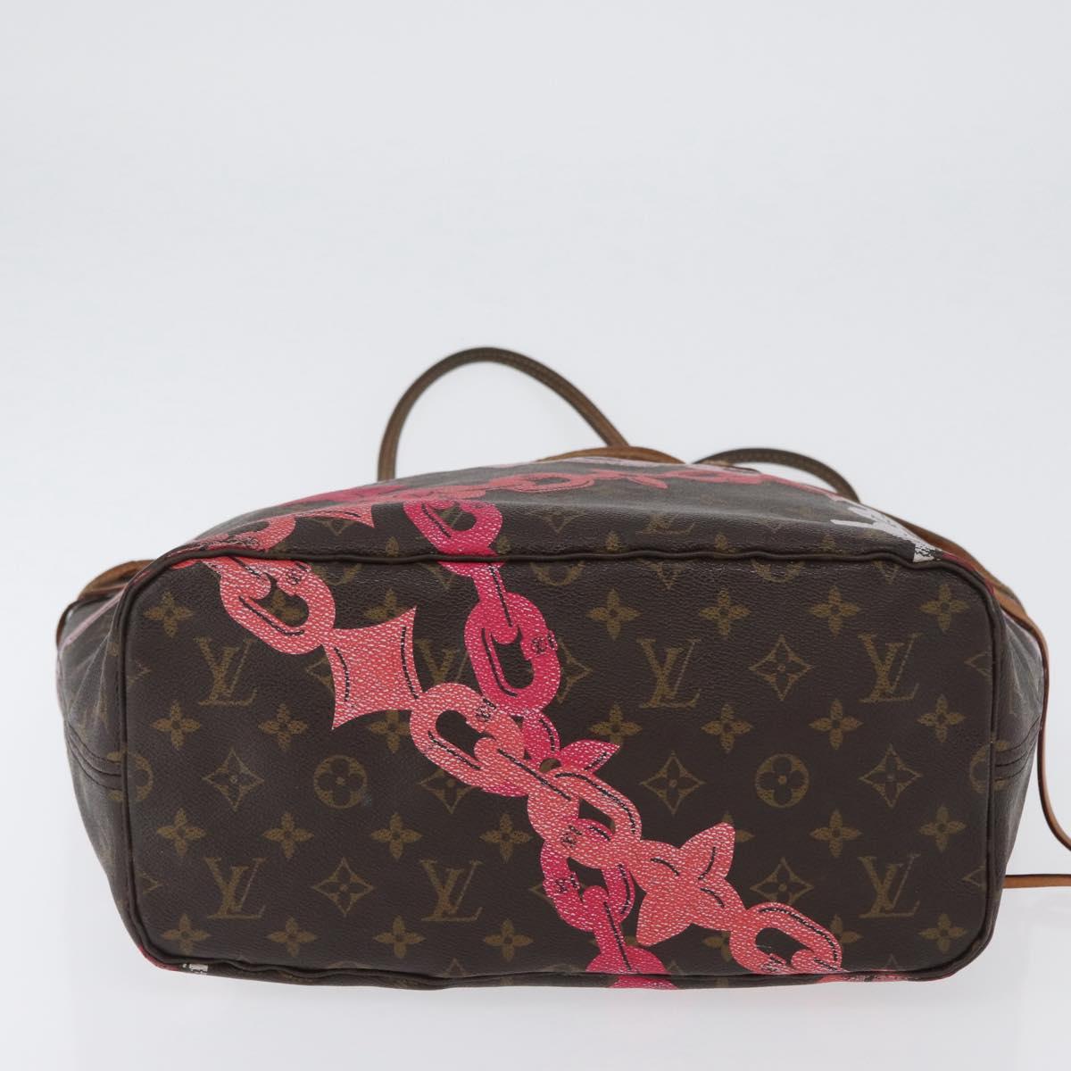 LOUIS VUITTON Monogram Bay Neverfull MM Tote Bag Red Pink M41991 LV Auth 172688