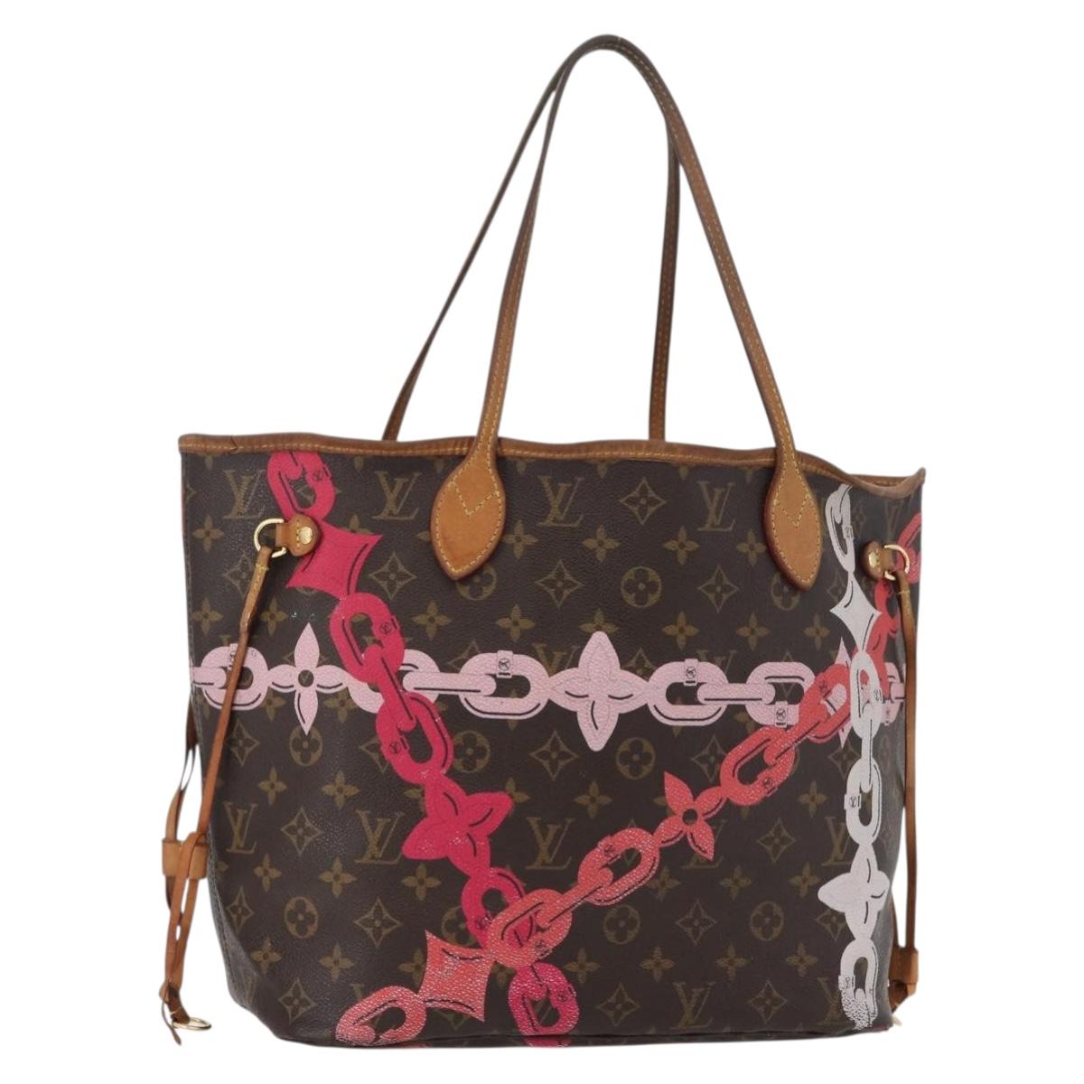 LOUIS VUITTON Monogram Bay Neverfull MM Tote Bag Red Pink M41991 LV Auth 172688