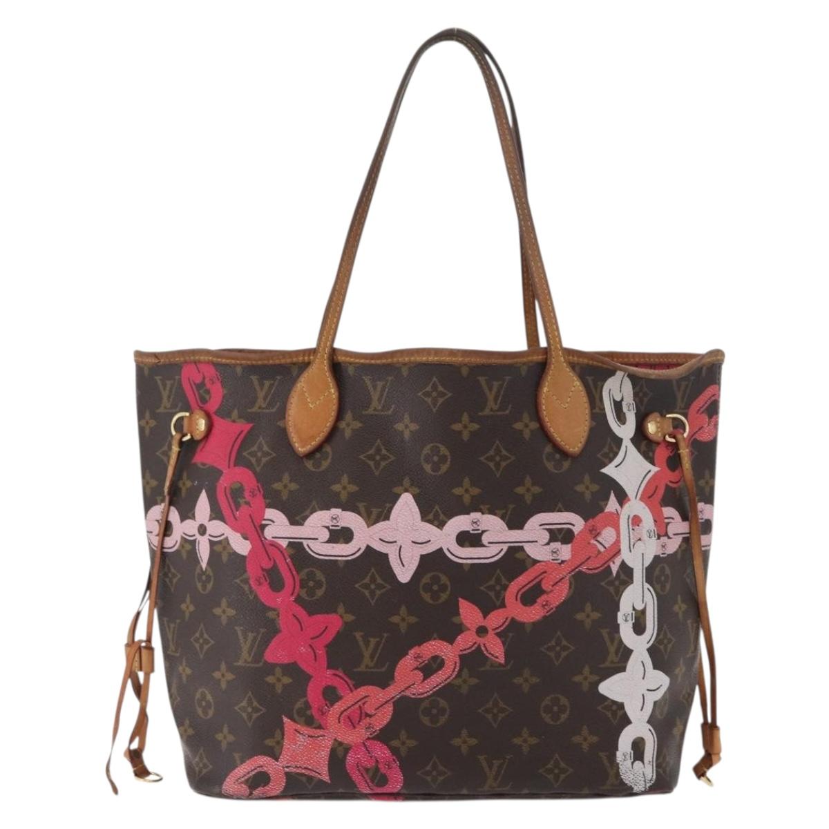 LOUIS VUITTON Monogram Bay Neverfull MM Tote Bag Red Pink M41991 LV Auth 172688