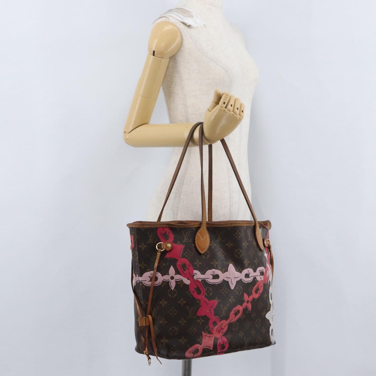 LOUIS VUITTON Monogram Bay Neverfull MM Tote Bag Red Pink M41991 LV Auth 172688