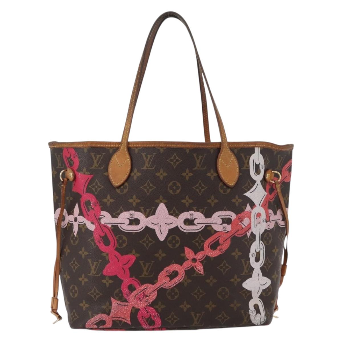 LOUIS VUITTON Monogram Bay Neverfull MM Tote Bag Red Pink M41991 LV Auth 172688