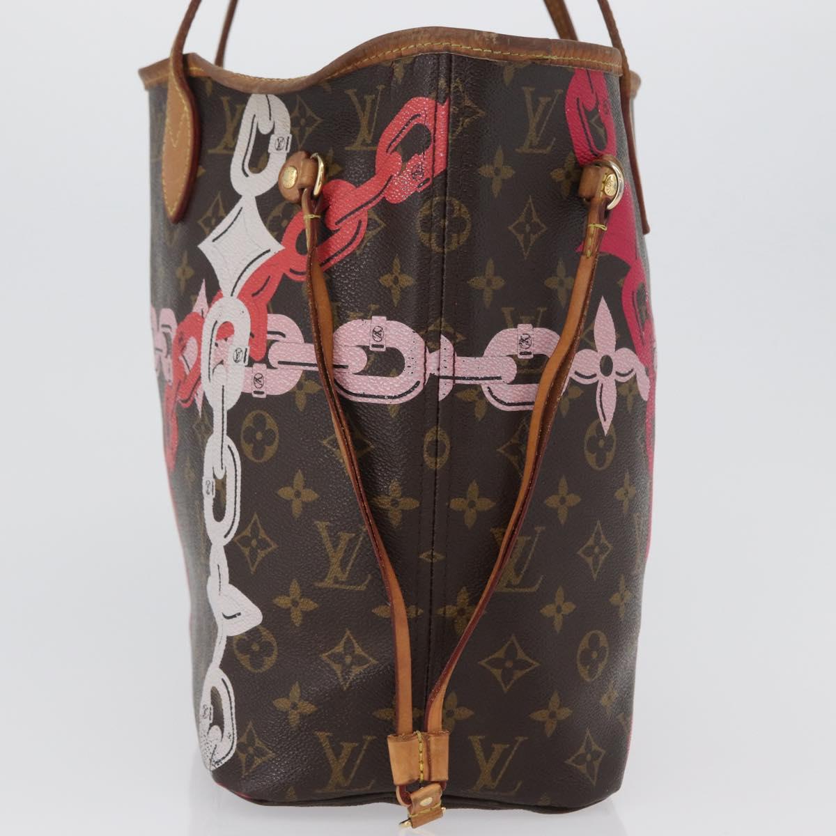 LOUIS VUITTON Monogram Bay Neverfull MM Tote Bag Red Pink M41991 LV Auth 172688
