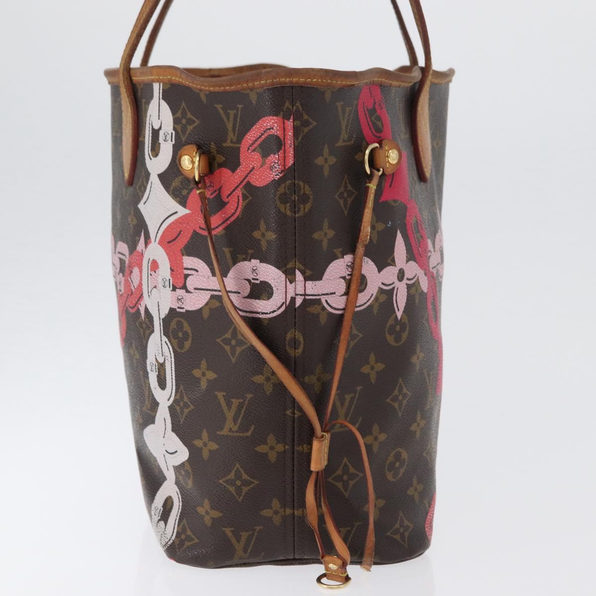 LOUIS VUITTON Monogram Bay Neverfull MM Tote Bag Red Pink M41991 LV Auth 172688