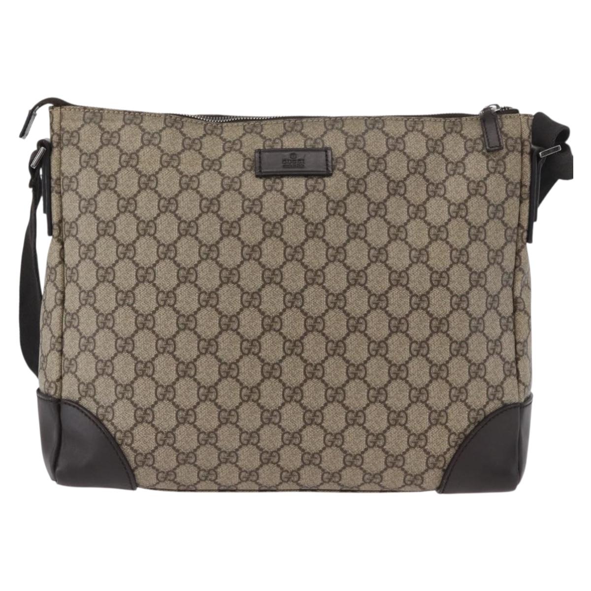 GUCCI GG Canvas Shoulder Bag PVC Beige Silver 110054 Auth 172689