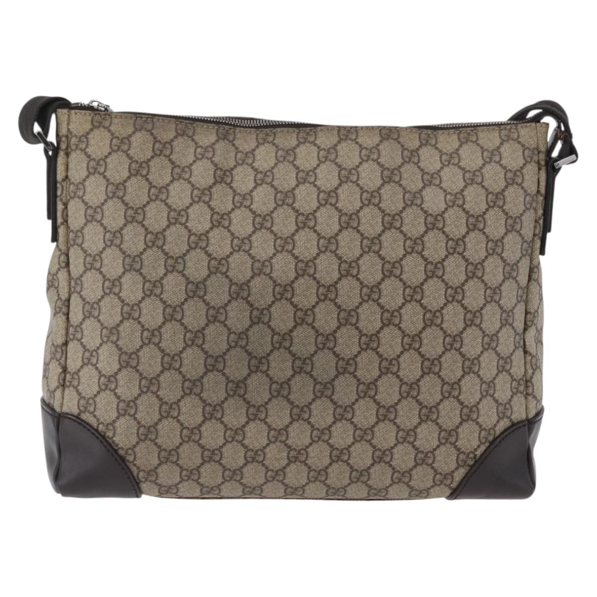 GUCCI GG Canvas Shoulder Bag PVC Beige Silver 110054 Auth 172689