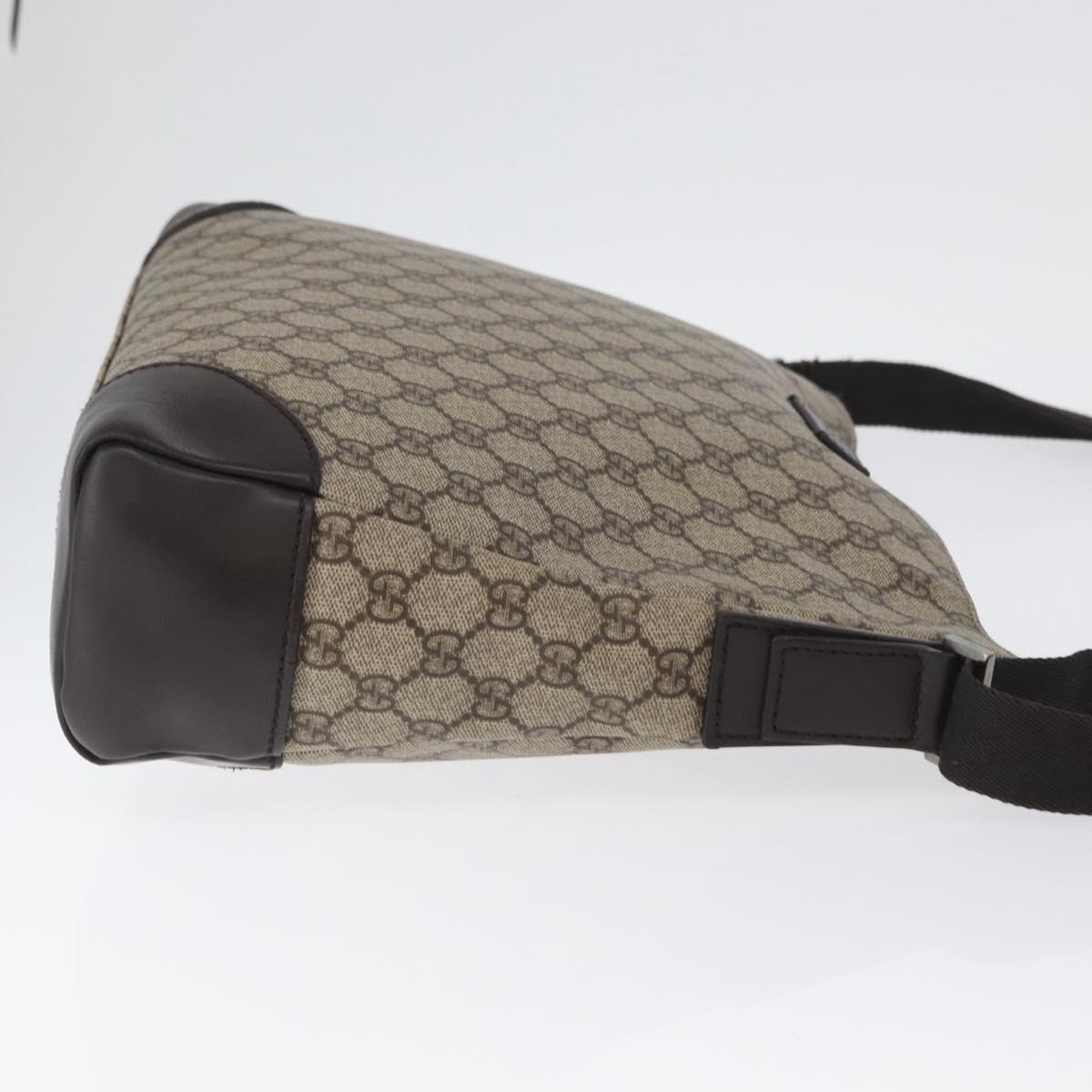 GUCCI GG Canvas Shoulder Bag PVC Beige Silver 110054 Auth 172689