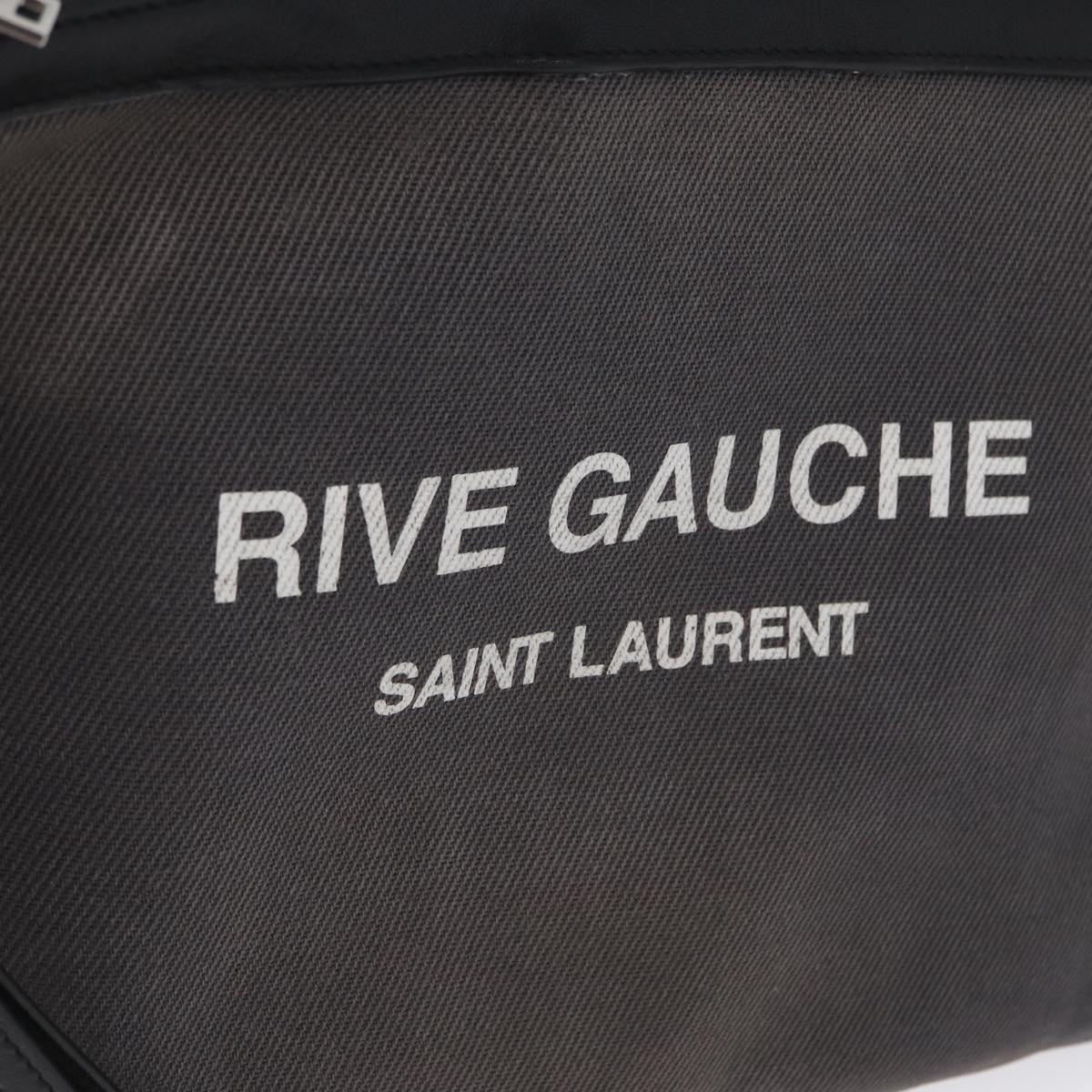SAINT LAURENT Clutch Bag Canvas Gray Silver Auth 172695