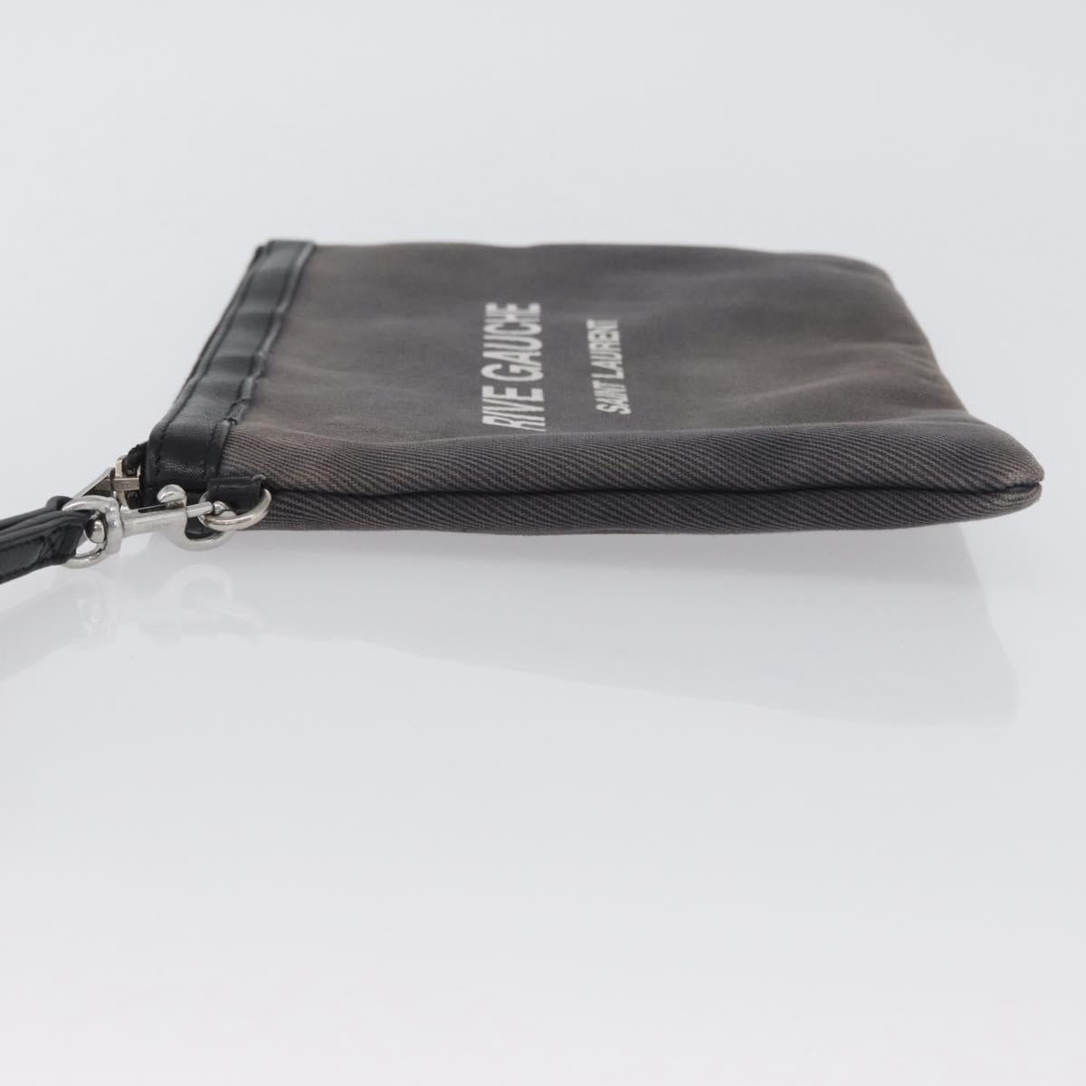 SAINT LAURENT Clutch Bag Canvas Gray Silver Auth 172695