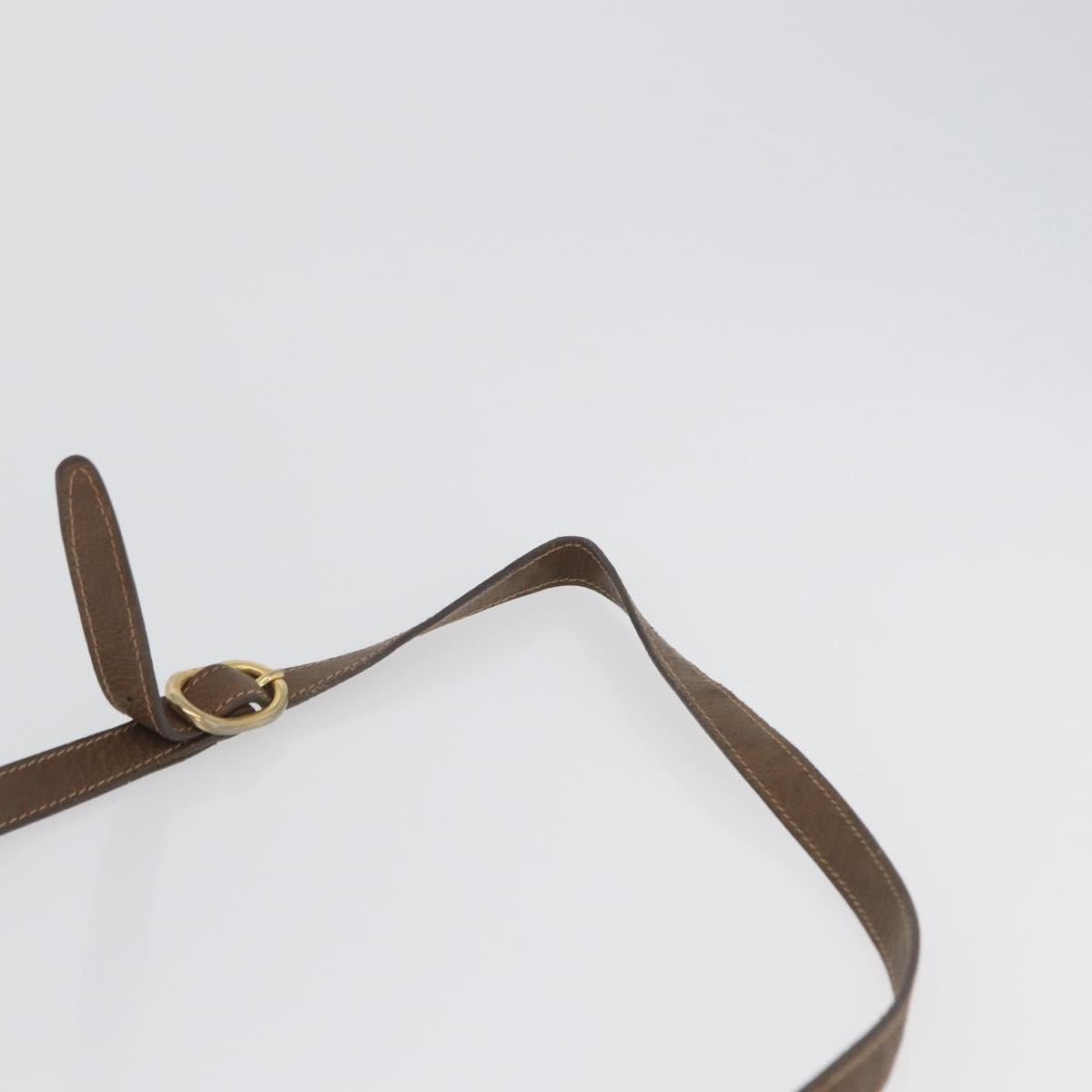 GUCCI Shoulder Bag Leather Brown Gold Auth 172696