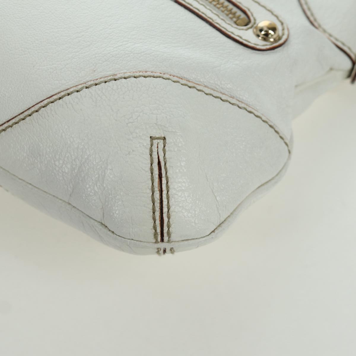 GUCCI Sherry Line Chain Shoulder Bag Leather White Gold 153011 Auth 172697V